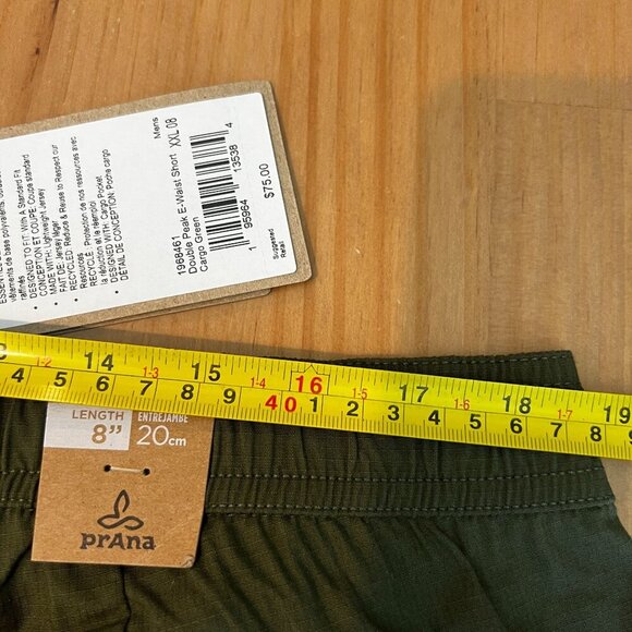 prAna Men's Double Peak E-Waist XXL / 8"L Hiking Short in Cargo Green - Picture 8 of 8